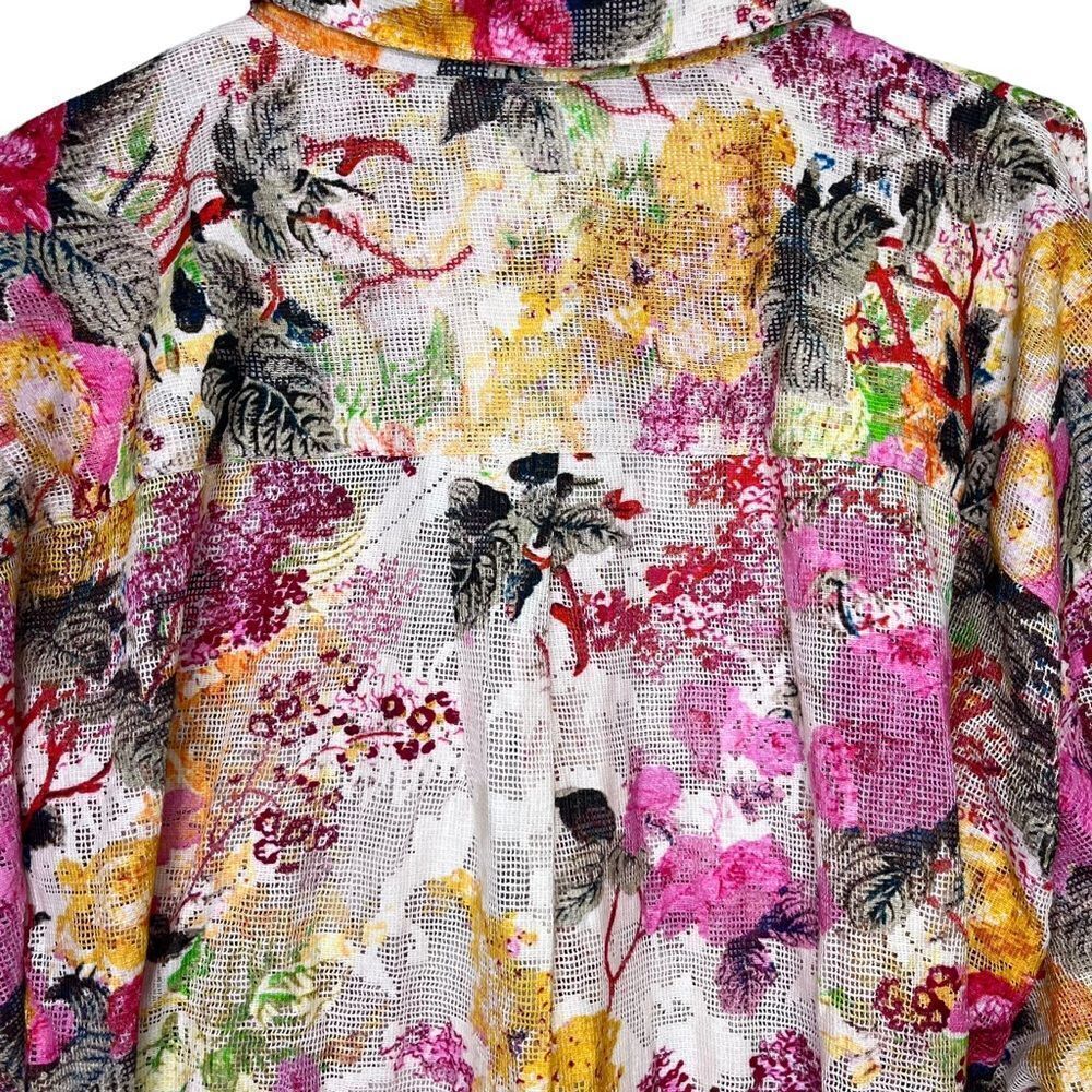 NEW Hemant & Nandita Eyelet Floral Shirt Dress Size Medium - Picture 8 of 14